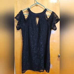 A. Byer Navy Lace Mini Dress L
